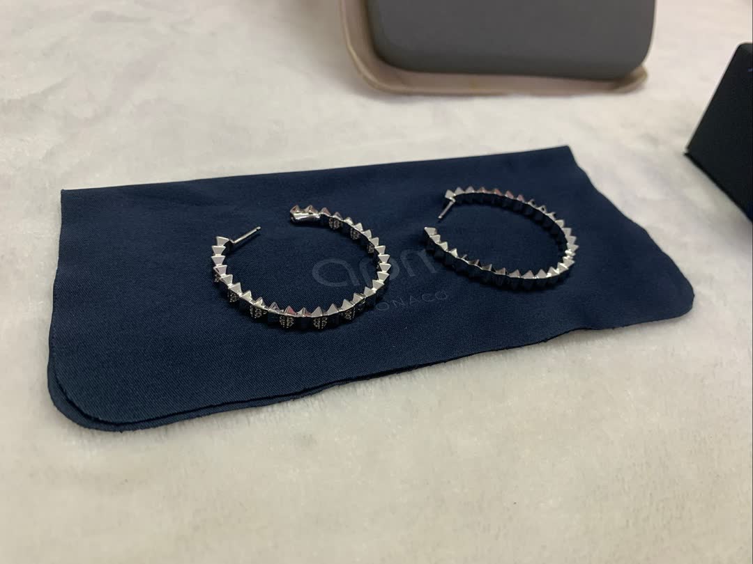 APM Monaco Elegant Silver Hoop Earrings with Diamond Accents